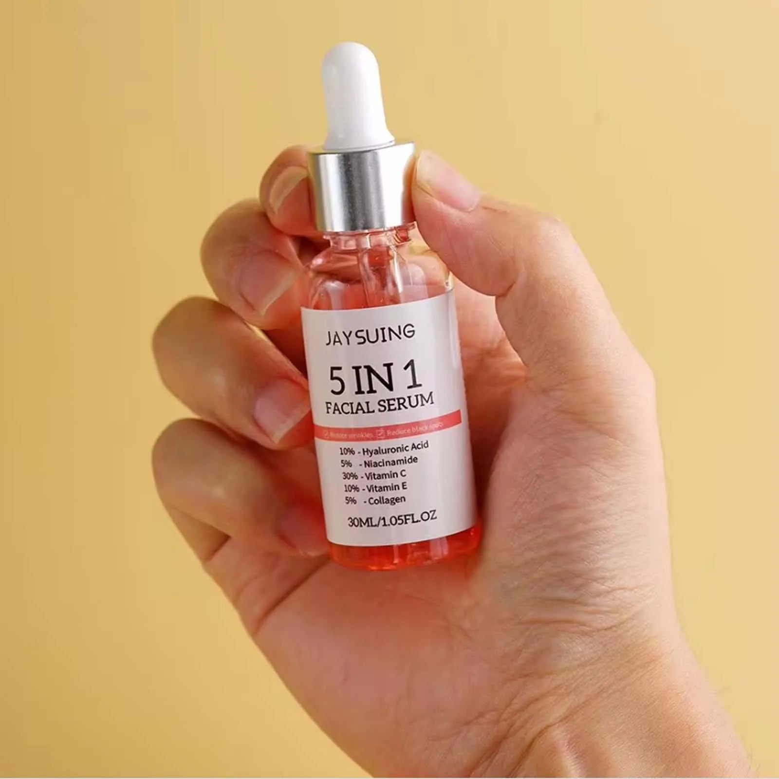 Sérum Facial 5 en 1 con Ácido Hialurónico y Vitamina C – Antiarrugas e Iluminador